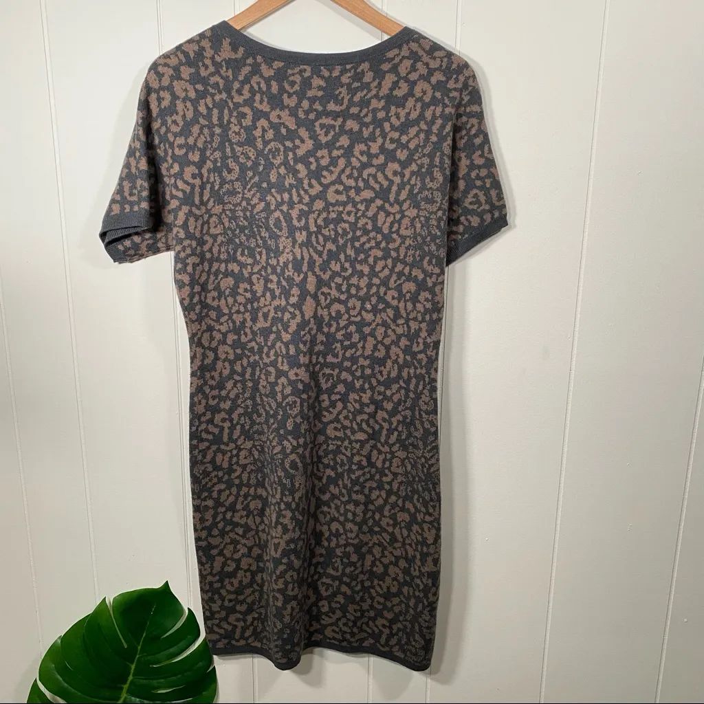 Ann Taylor Loft Leopard Print Sweater Dress Short Sleeves Size Medium - Image 5