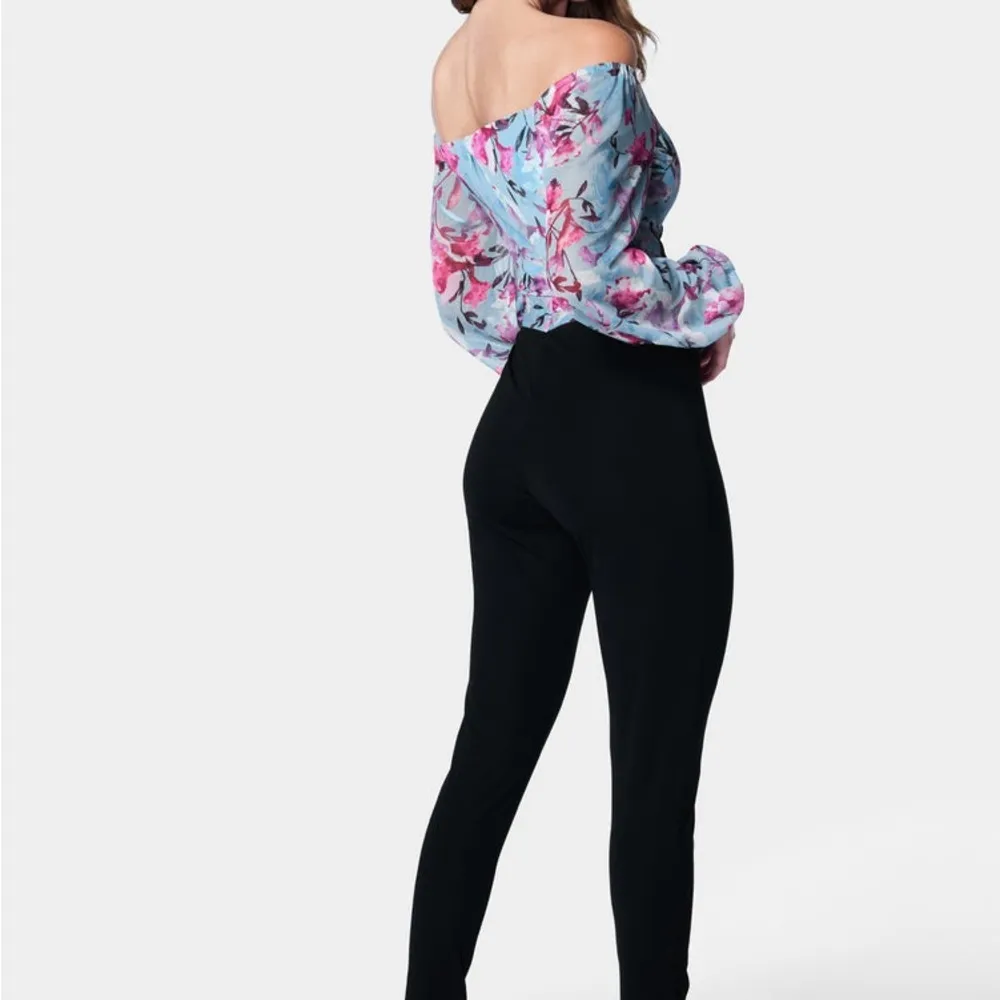 NWT BeBe PRINTED MESH OFF SHOULDER CATSUIT jumpsuit - Image 3