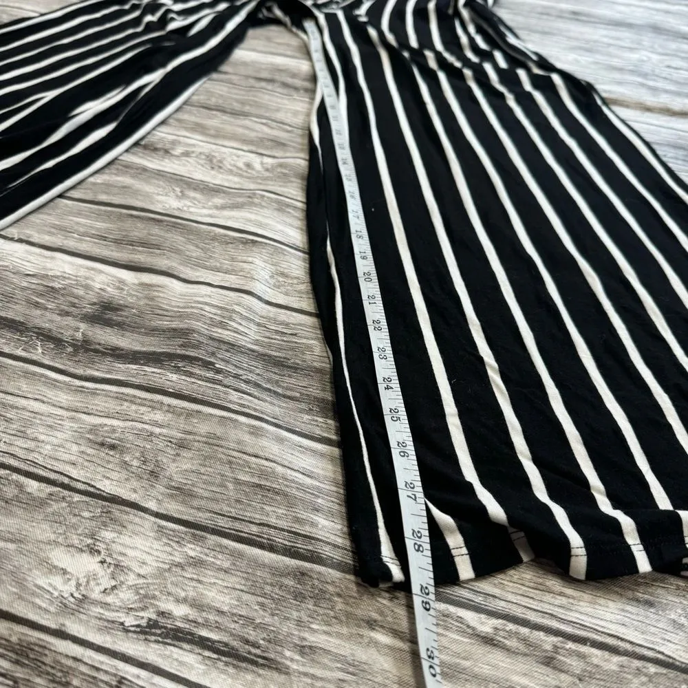 Zenana Women's Black White Striped Jumpsuit Romper Pockets Tie XL Extra Large - Image 14