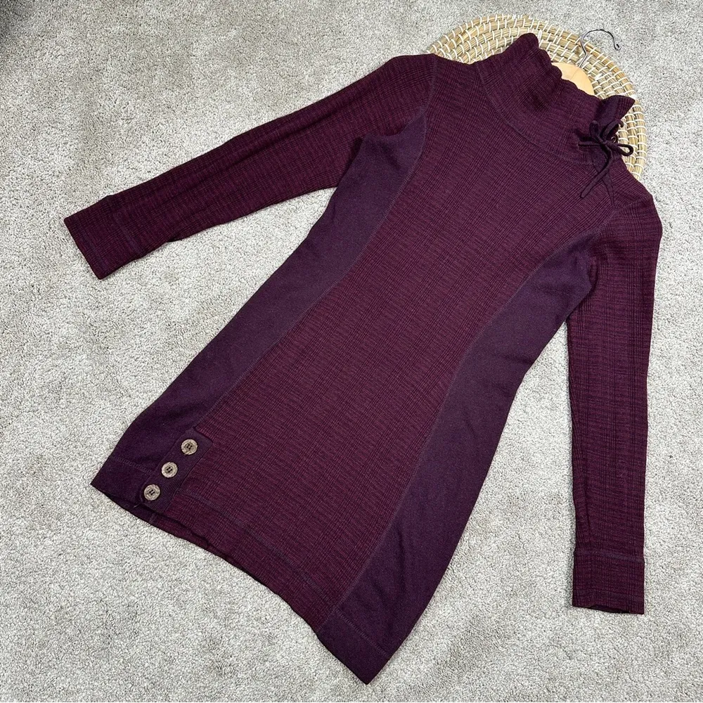 prAna Women’s Wool Blend Kelland Tunic Dress Longsleeve High Meck in Burgundy XS - Image 3
