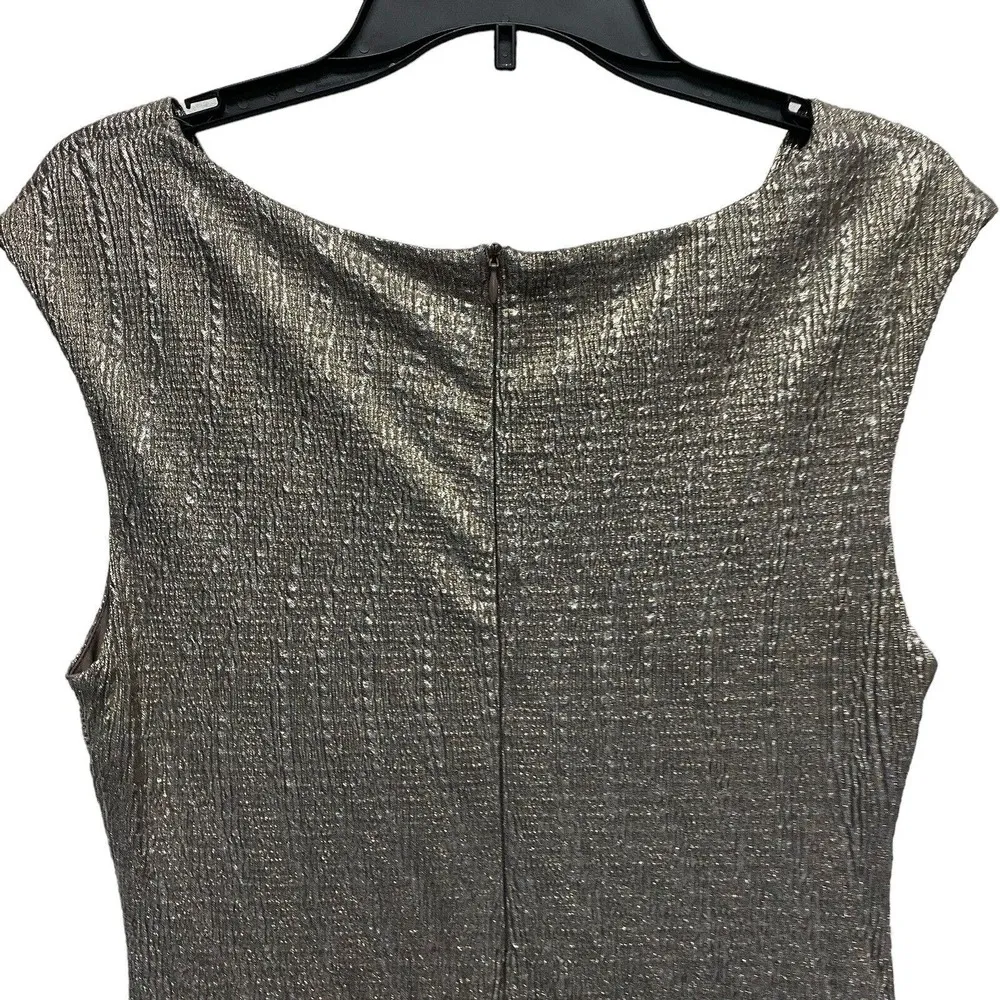 CONNECTED APPAREL Womens Brown Metallic Cap Sleeve Maxi Evening Sheath Dress 12P - Image 5