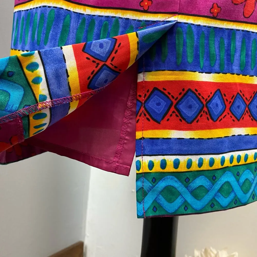 Miss Dorby Vintage 90s Magenta Funky Abstract Sleeveless Sheath Dress Sz 12P Pink - Image 7