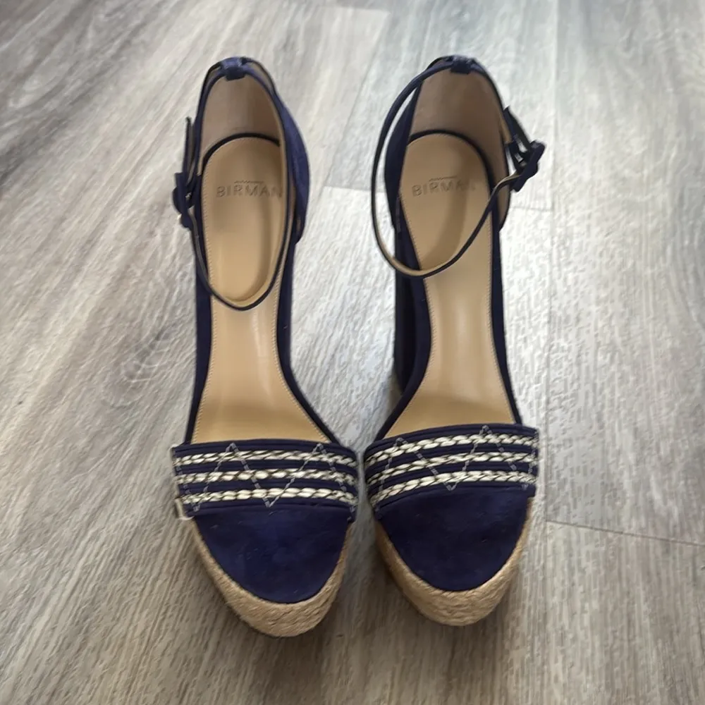 Alexandre Birman Women's Blue Platform Sandals 39.5 Navy Cream Espadrilles - Image 4