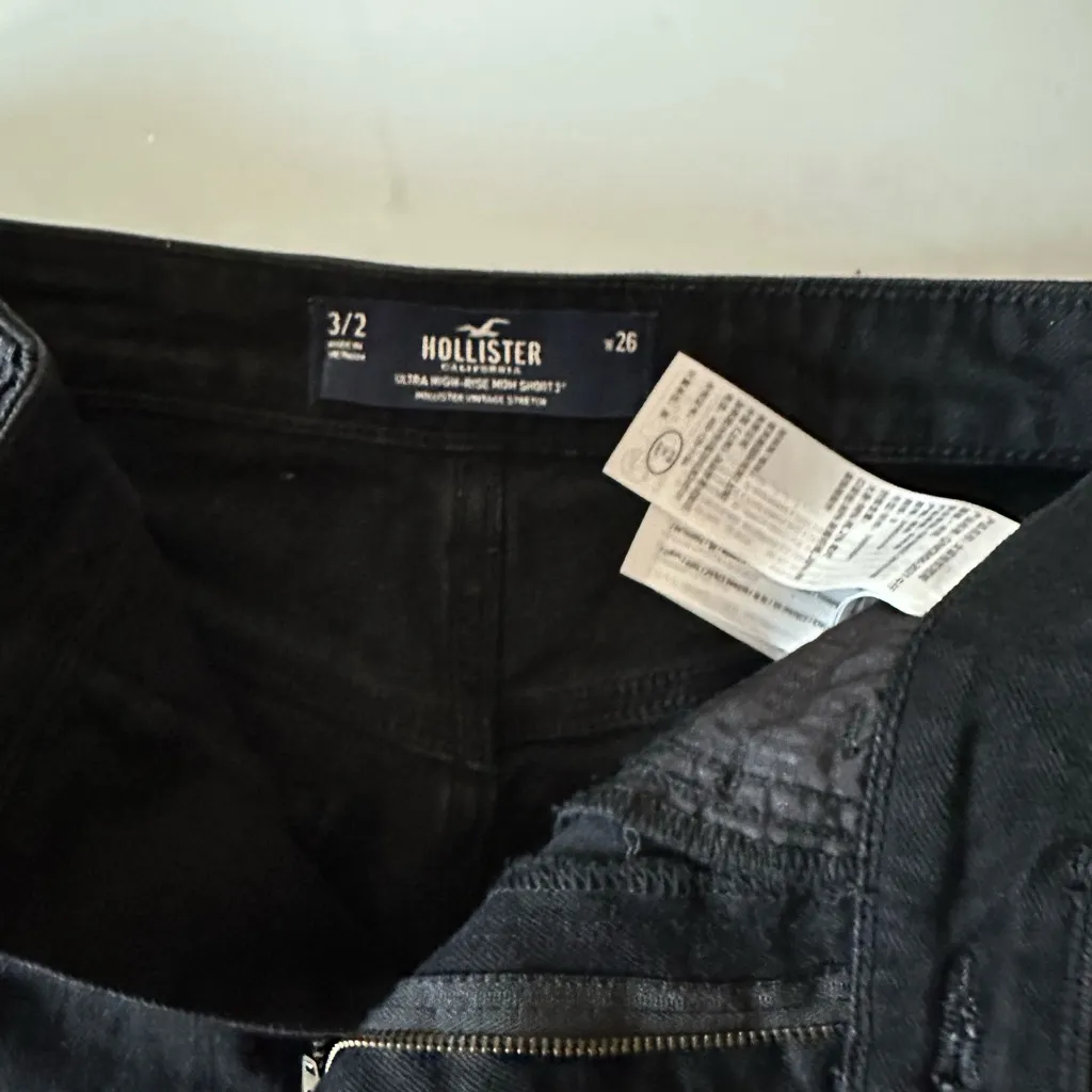 Hollister Black Distressed Jean Shorts - Image 3