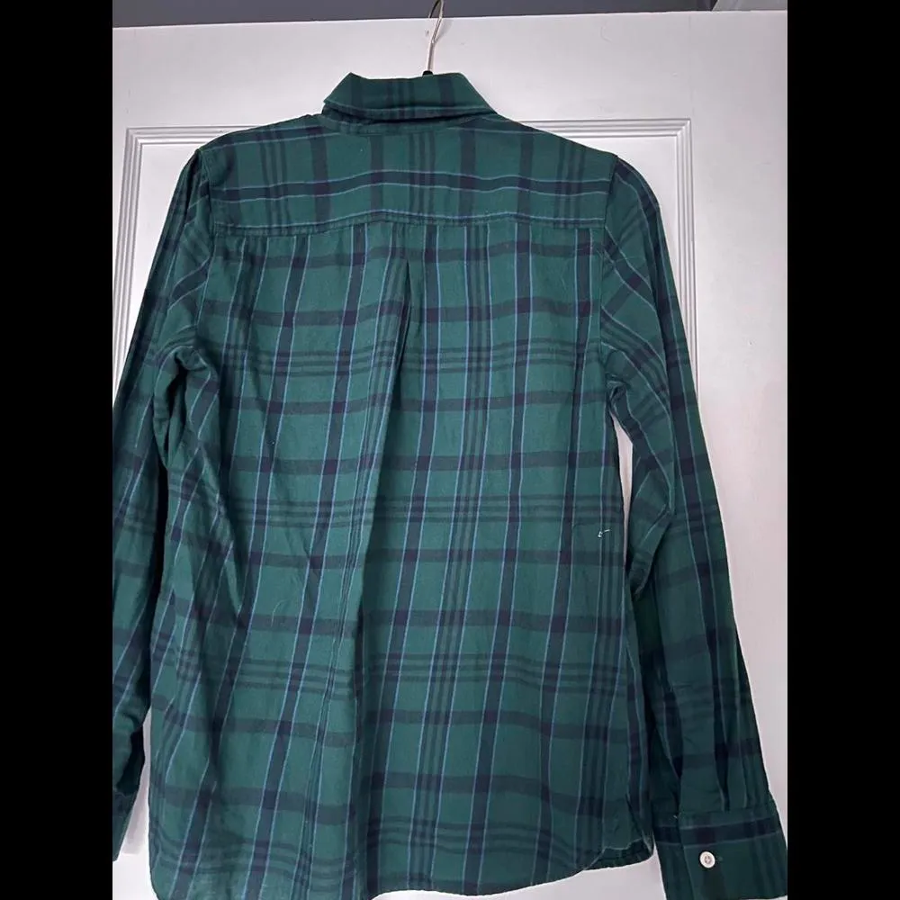 Tommy Hilfiger size Medium Green and Navy Flannel Shirt - Image 4
