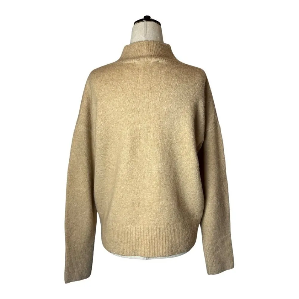 Magaschoni Sweater Women Small Tan‎ Knit Wool Blend Mock Neck Pullover - Image 3