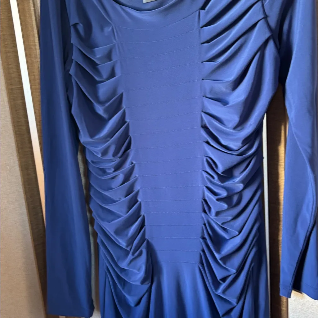 FINAL MARKDOWN Bisou Bisou Royal Blue Ruched Long Sleeve Dress 14 - Image 2