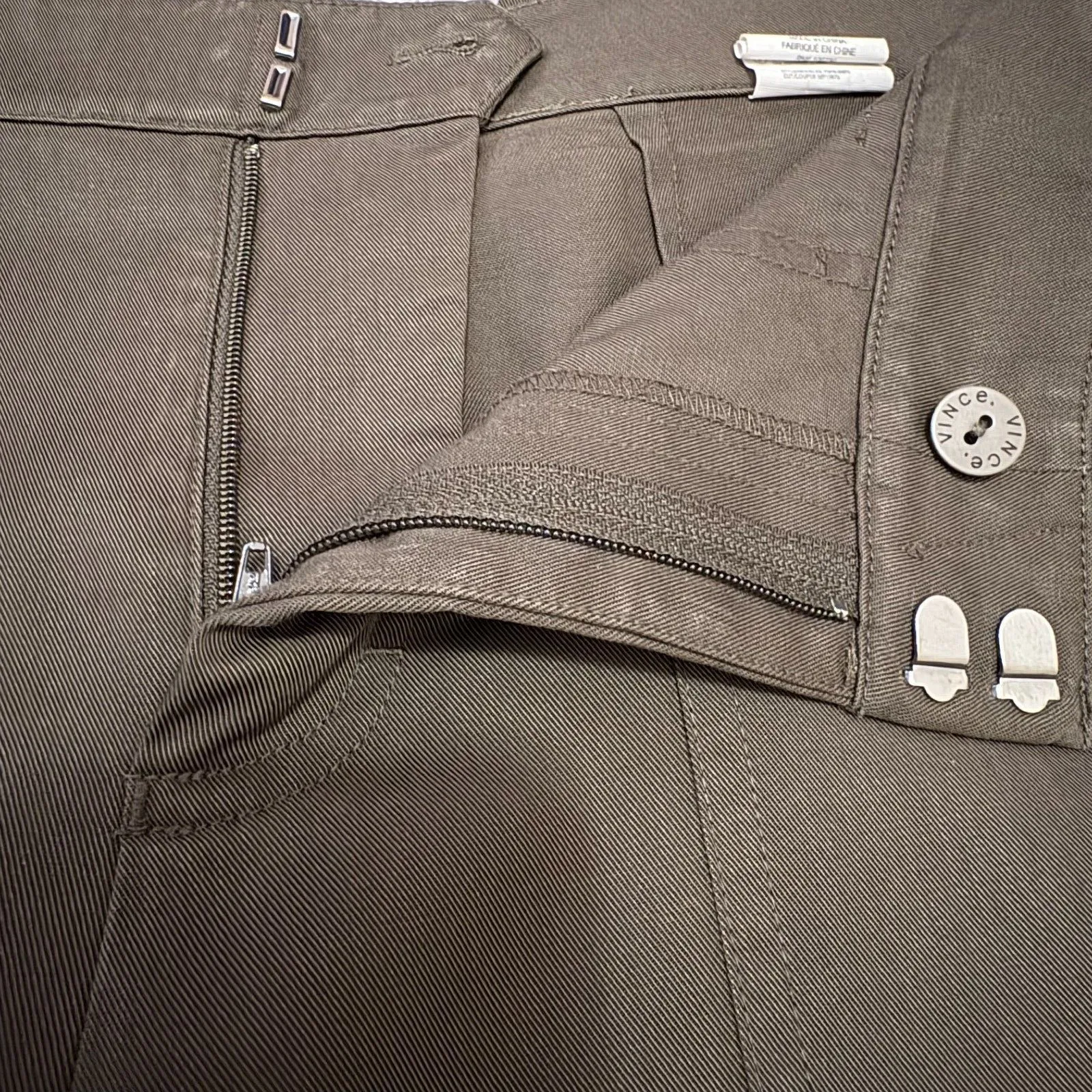 Vince Lyocell Straight Leg Utility Pants Earthy Olive‎ Green Trousers Size 8 - Image 5