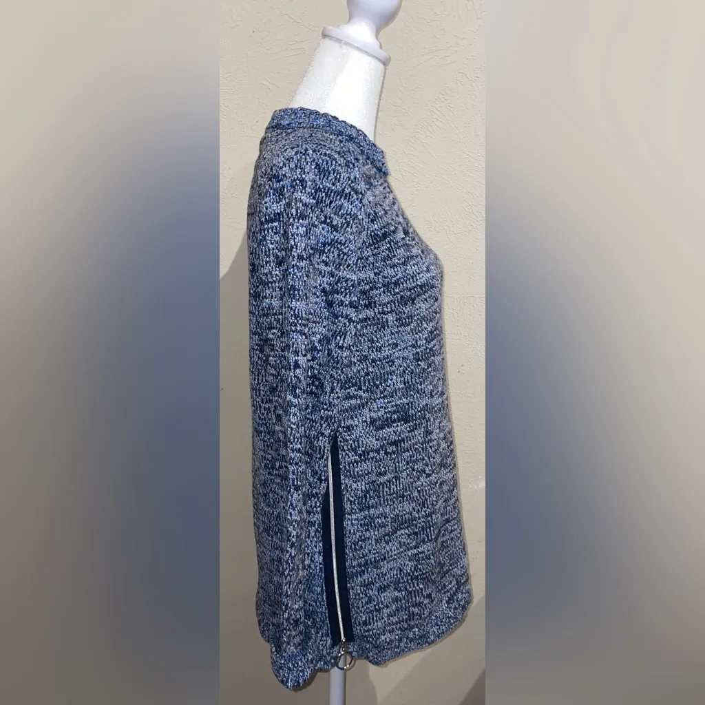 Akris Punto Women’s Size 6 Blue Space Dye Knit Sweater Side Zip Tunic Pullover - Image 9