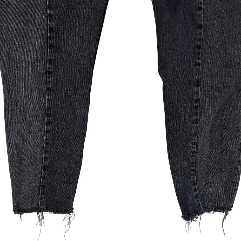 Abercrombie & Fitch SZ 27/4 The Mom Hi-Rise Jeans Curve Love Zip-Fly Black Wash - Image 6