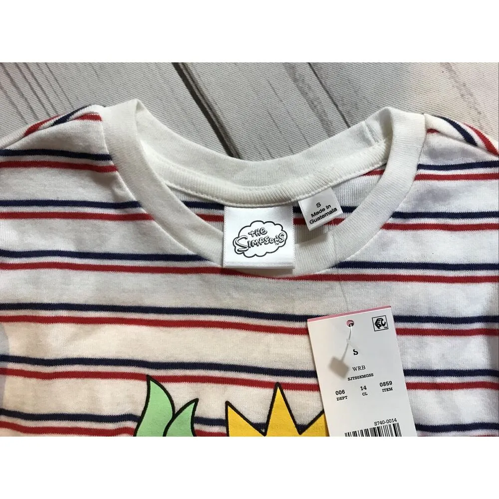 The Simpson Patriotic Graphic Print Short Sleeve Striped T-Shirt Women's S NWT - Image 4