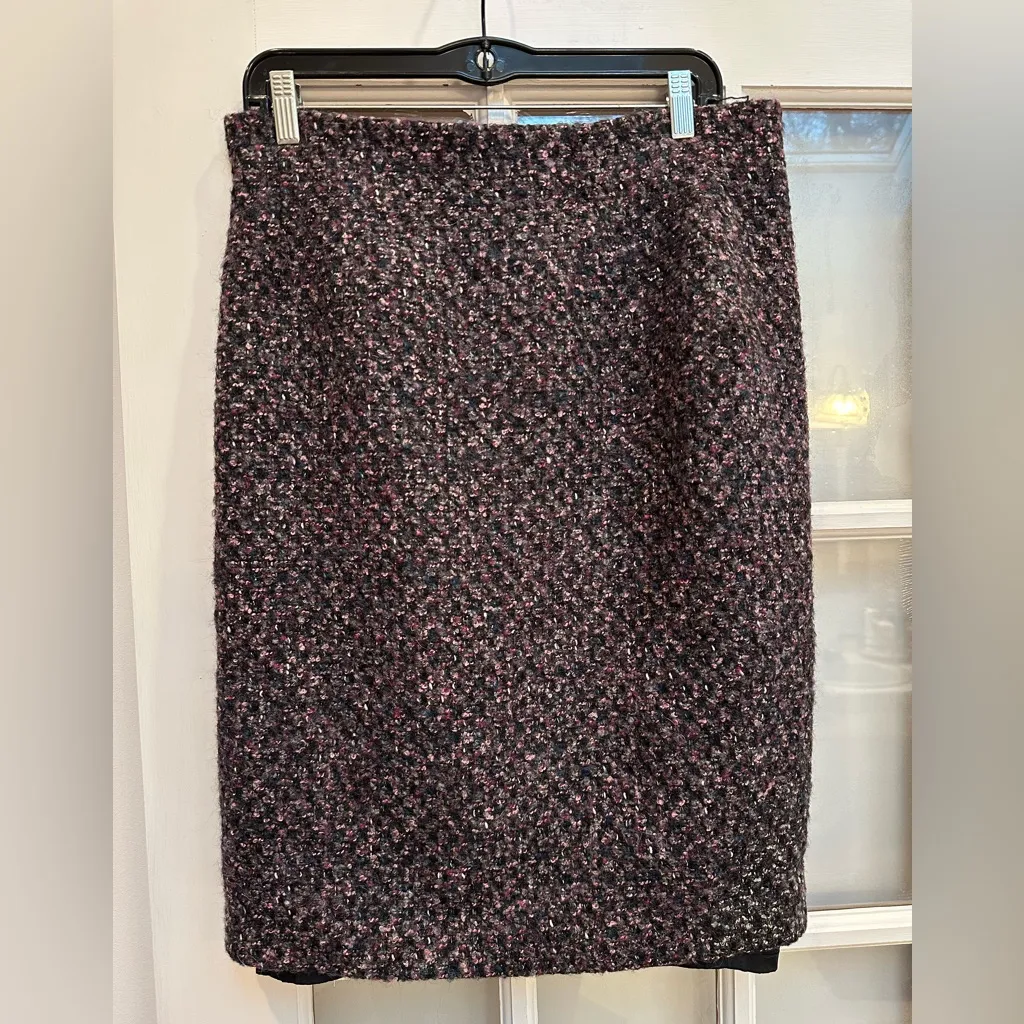 Lafayette 148 New York Black Purple Pink Tweed Wool Pencil Skirt Career Size 10 - Image 12