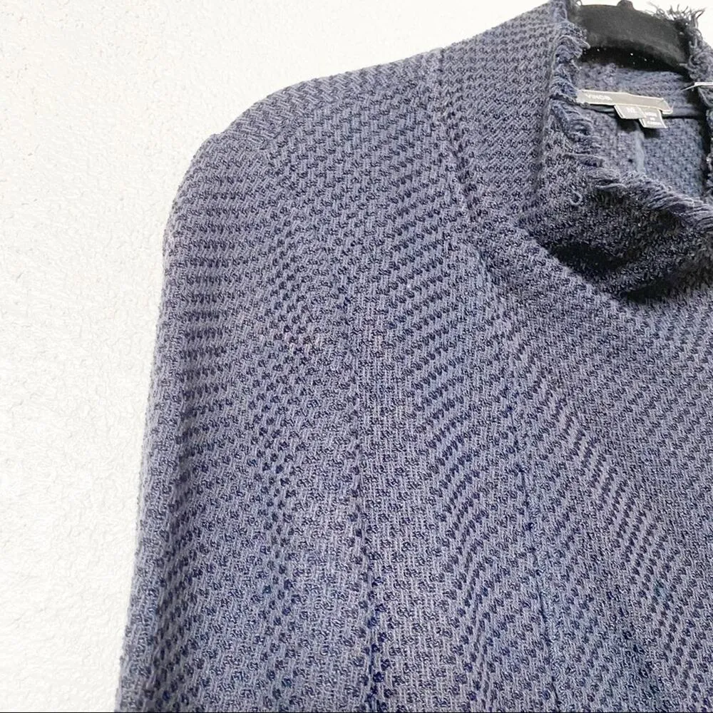 Vince Frayed Edge Scuba Moto Jacket Navy Size Medium - Image 8