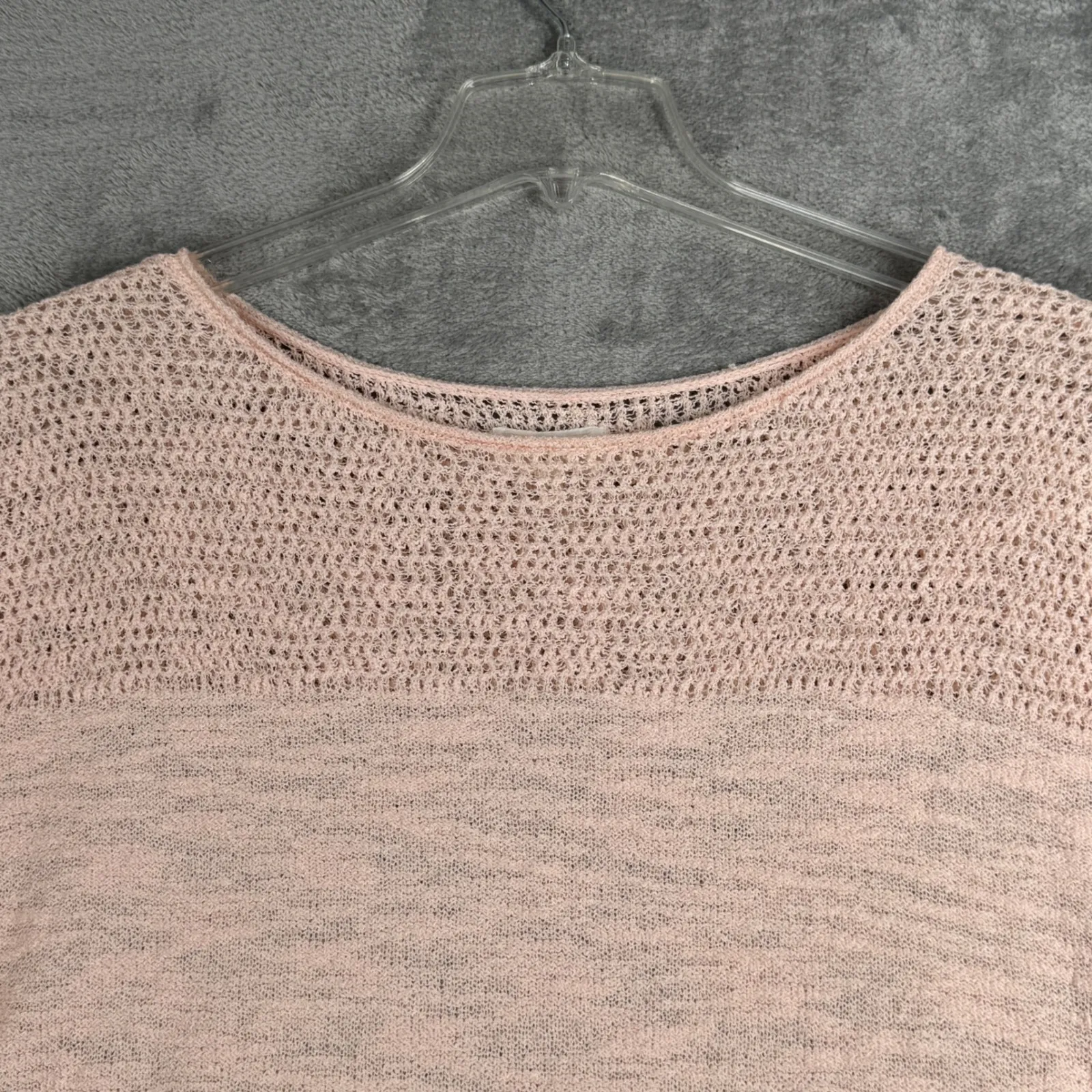Lou & Grey Pink Open Knit‎ Sweater Women S Crew Neck Open Knit Pullover Coastal - Image 4