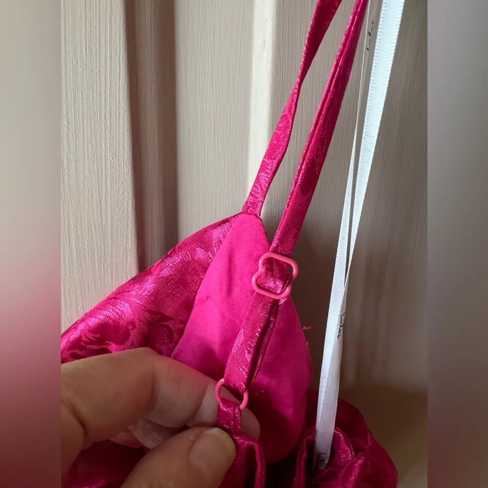 Lulus Women's Stunning Radiance Hot Pink Satin Floral Jacquard Dress NWT L Size L - Image 11