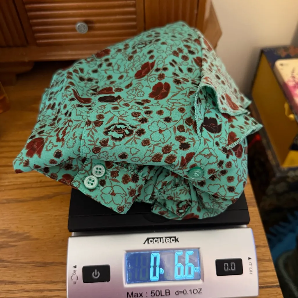 Free People Floral Blouse Women’s Size Small Green burgundy Office Boho Ruffle - Image 15