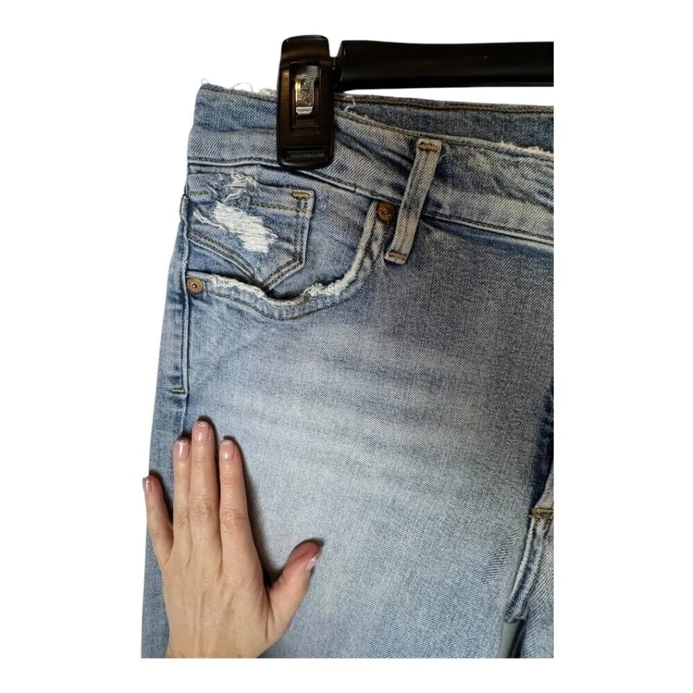 Agolde Jeans Women 29 Blue Light Wash Sophie Cropped Chewed Hem Distressed Retro - Image 8