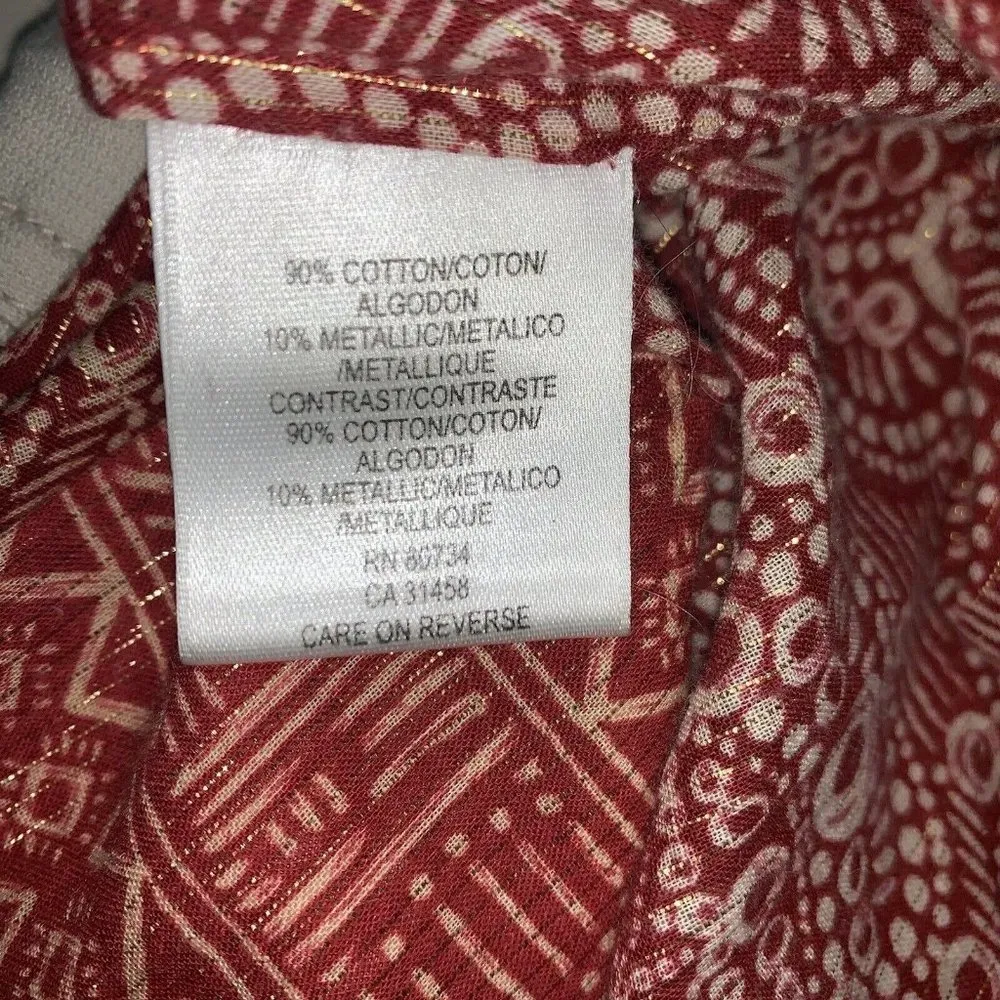 BCBG Maxazria Womens Strappy Tank Top S Red Metallic Gold Geometric Sleeveless - Image 5