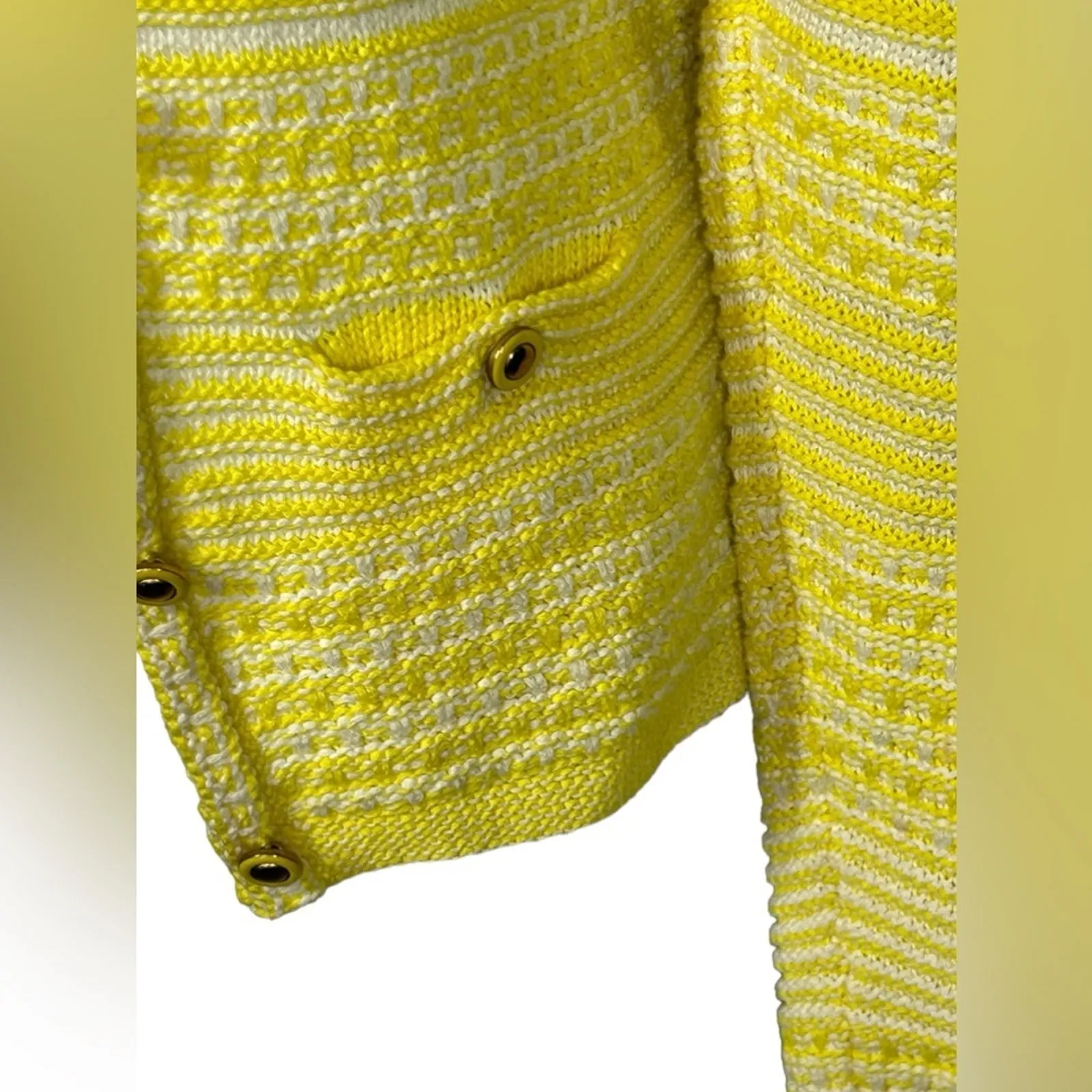 Trina Turk Ashbridge Yellow White Stripe Knit Cardigan XS Small - Image 6