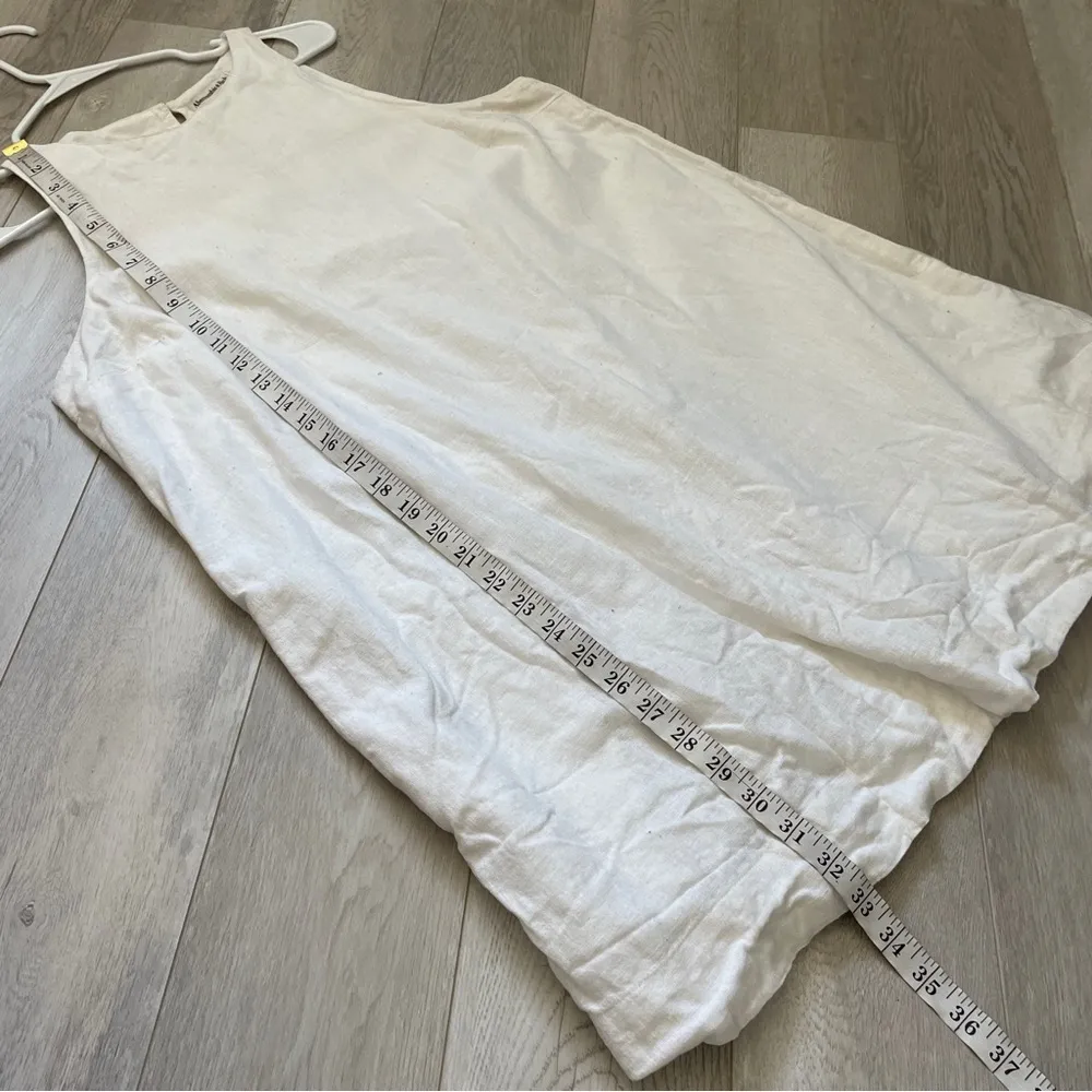 Abercrombie & Fitch Dress linen cotton high neck mini womens White (large) chic - Image 4