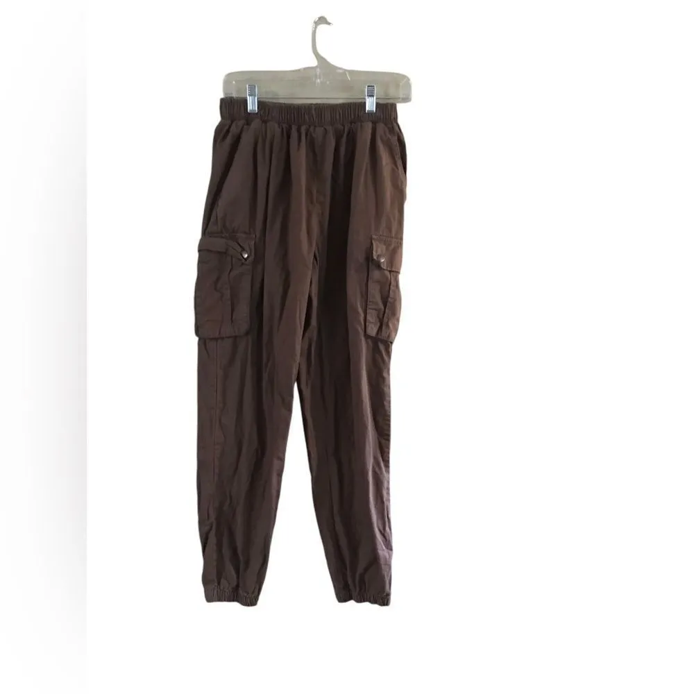 Parisian Brown Cargo Joggers Snap Pockets Size 10 - Image 4
