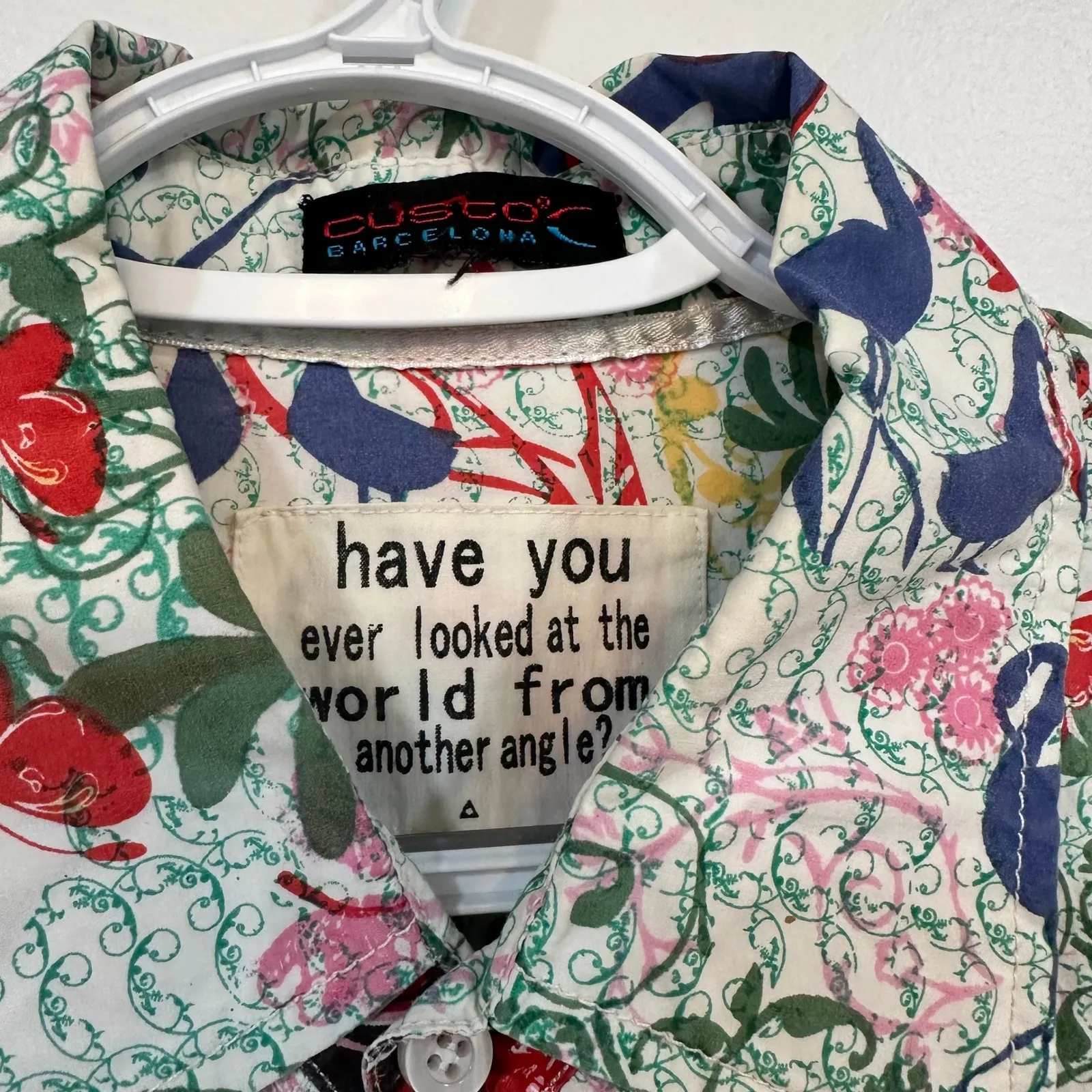 Custo Barcelona Womens Blouse Large Button Down Novelty Mix Print Collar Cotton - Image 4