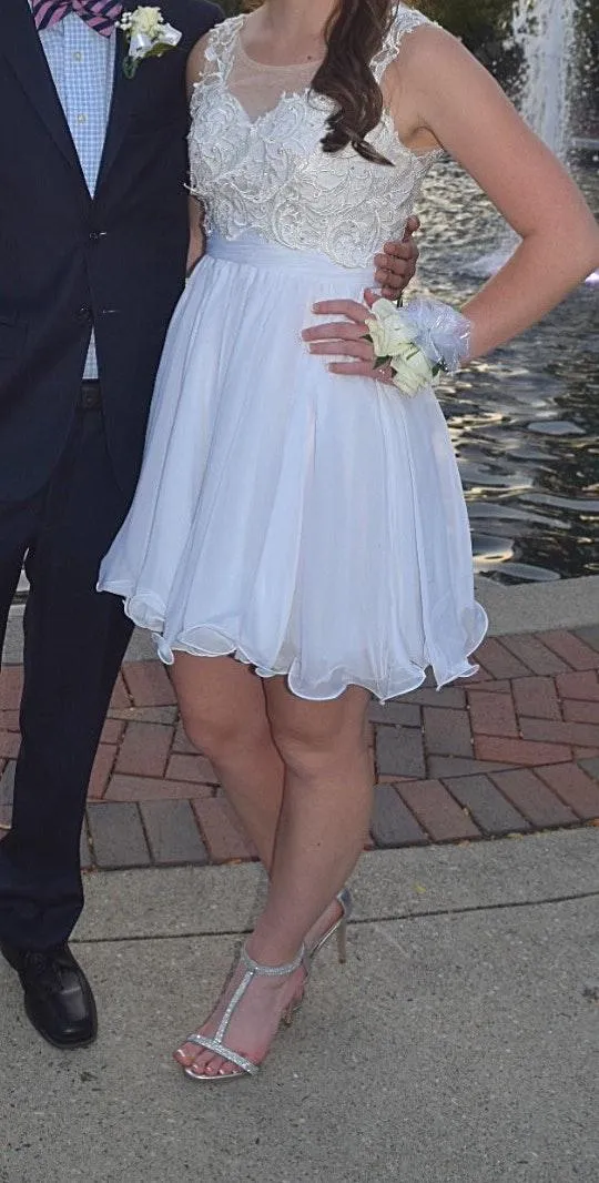 PromGirl Formal Homecoming Dress White - Image 6