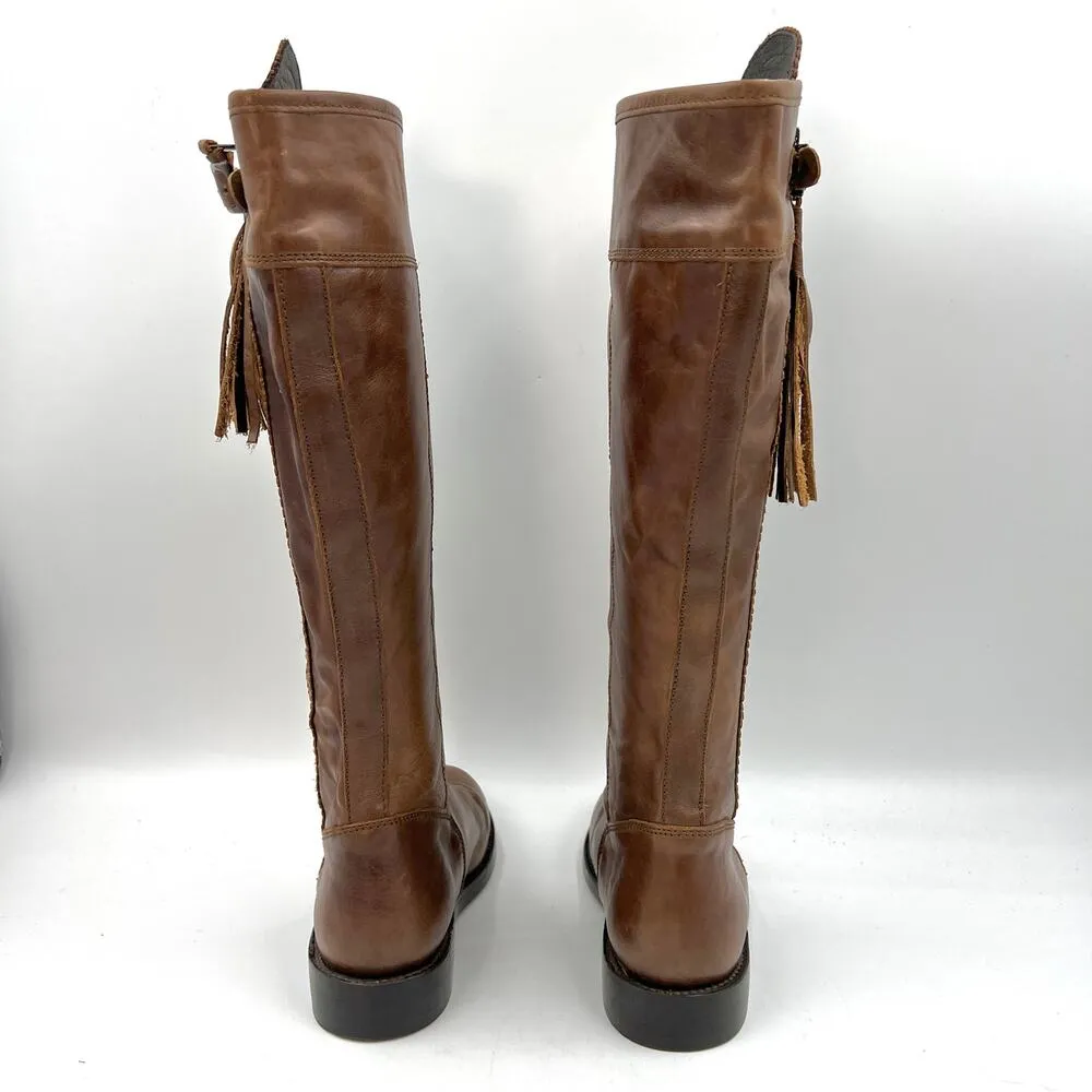 Anouk Riding Leather Knee High Boots Tassels Pirate Western Brown Size 6 - Image 7