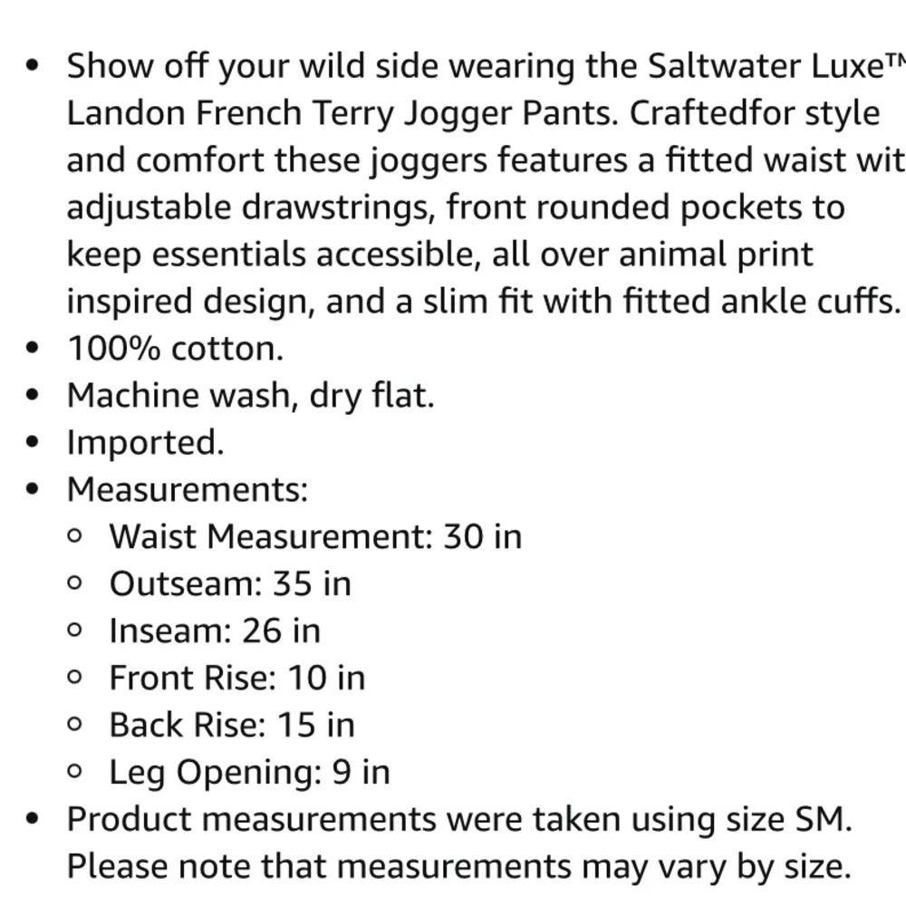 Saltwater Lux Landon French Terry Joggers animal print size small ankle cropped - Image 5