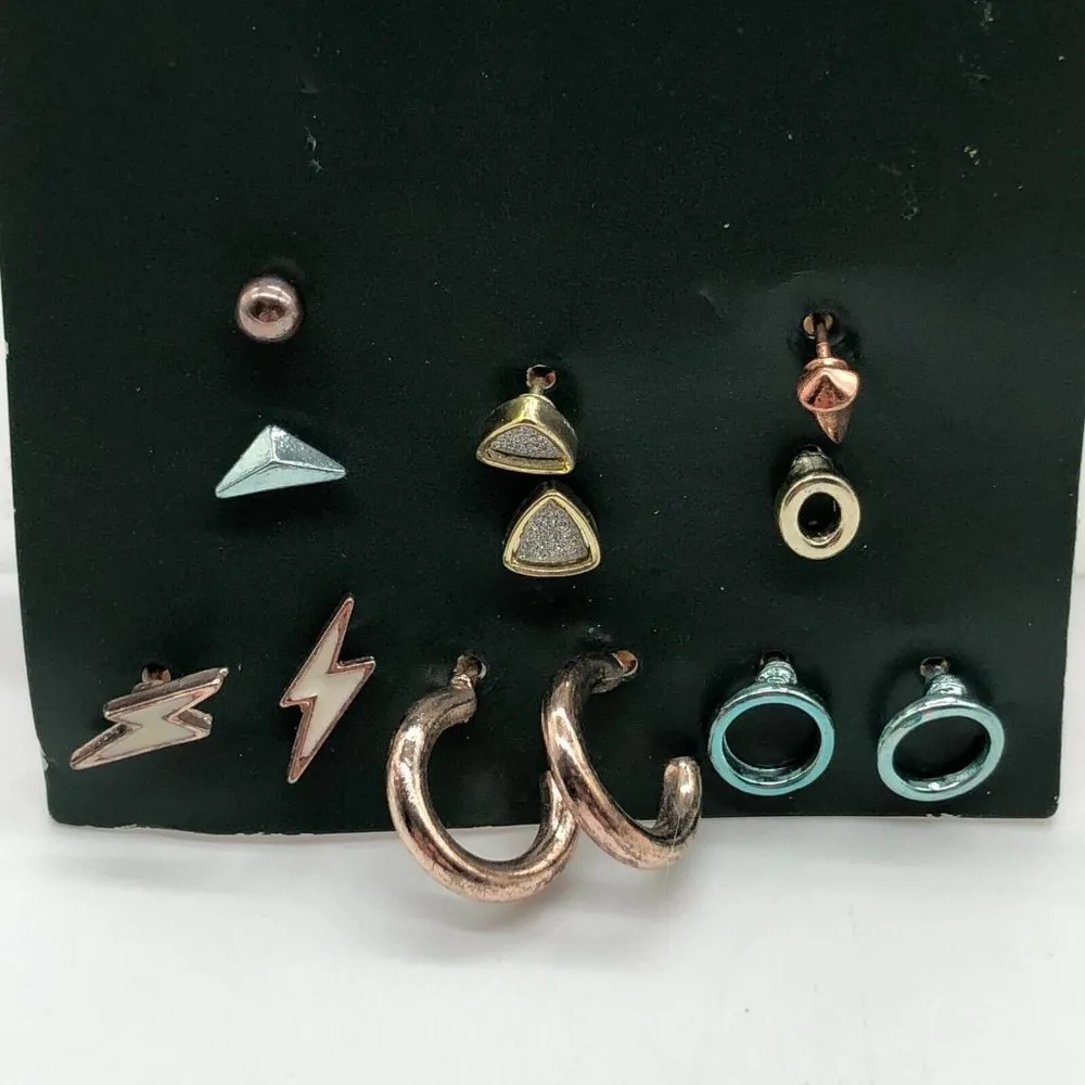 Wild Fable Stud Earrings Set Mix & Match Hoops Accent Lightning Gold Tone - Image 2