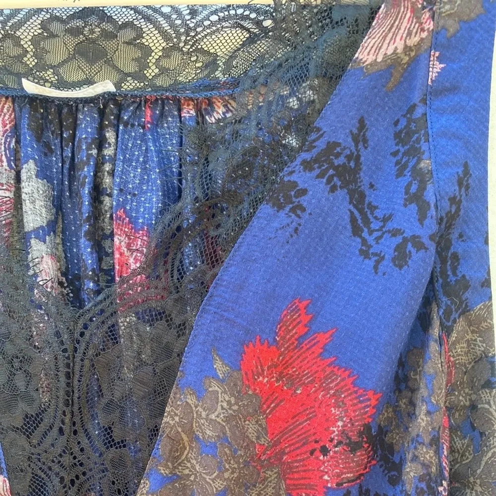 Intimately Free People Womens Oversized XS floral black lace trim tank top - Image 7