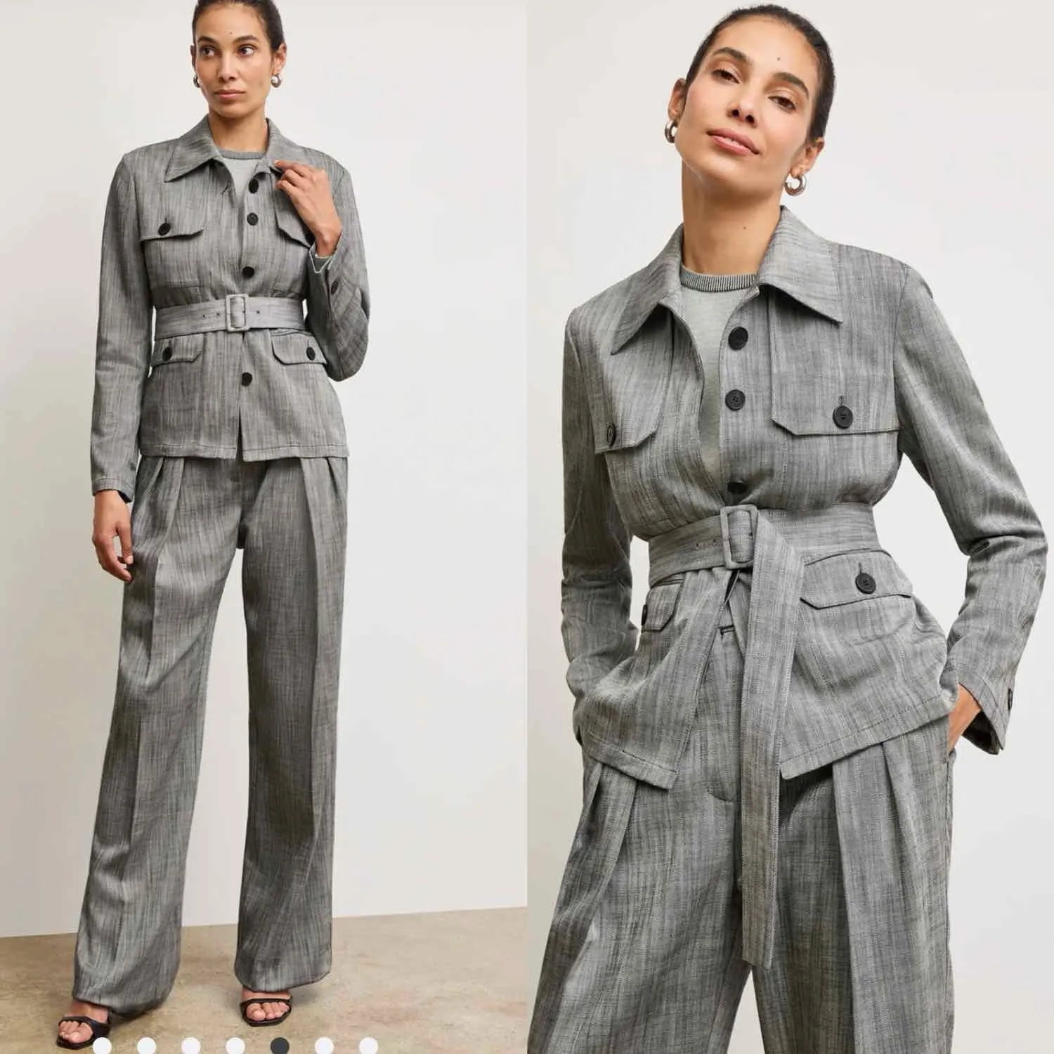 M.M. La Fleur The Emery Safari Blazer Porto Weave Size 6 Black White - Image 7