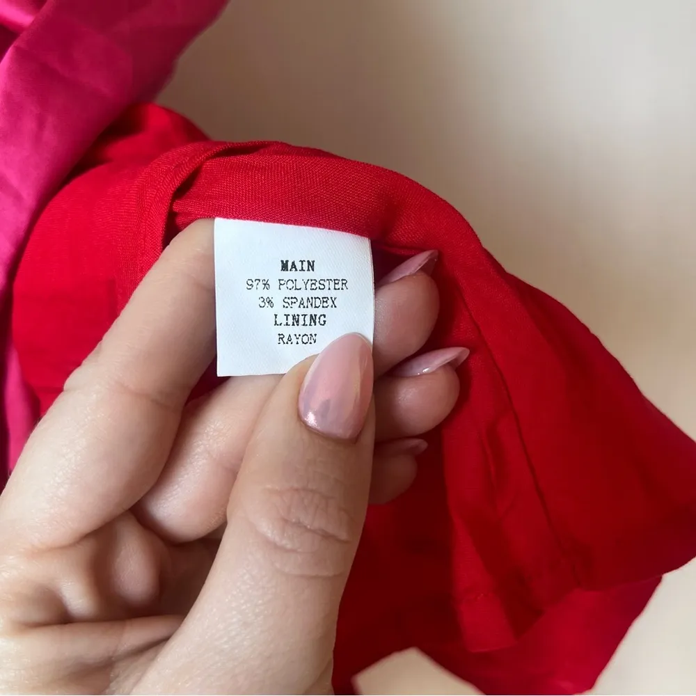 Petal & Pup Lipa Red & Pink Colorblock Satin Midi Slip Dress M - Image 10