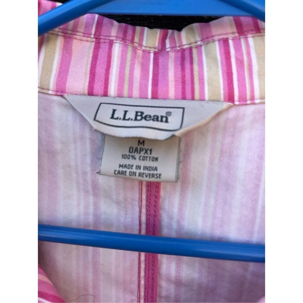 L.L.Bean bright pink striped 100% cotton jacket . Pink Size M - Image 4