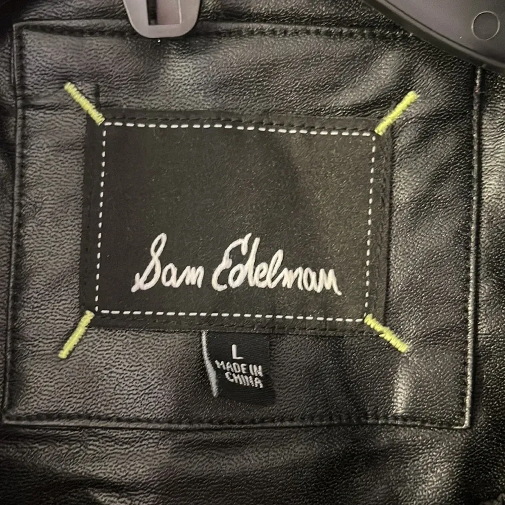 Sam Edelman Size Large Black Faux Leather Quilted Jacket‎ - Image 3