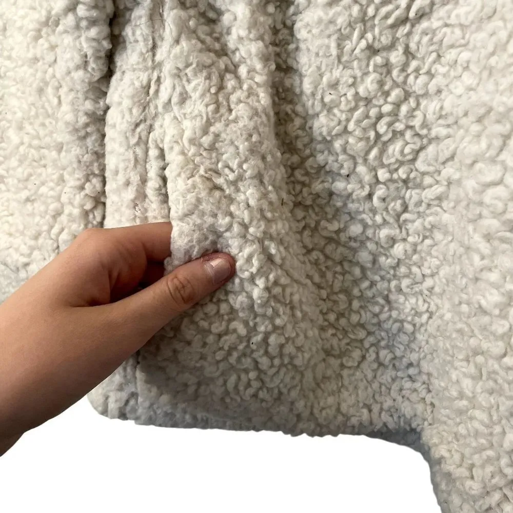 vintage fleece half zip sweater jacket chevron cream pullover - Image 6