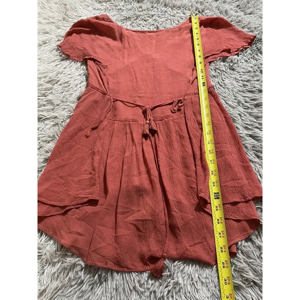 Matilda Jane  Blouse Womens Medium Pink V Neck Feminine Baby Doll Flowy Tie Back - Image 5