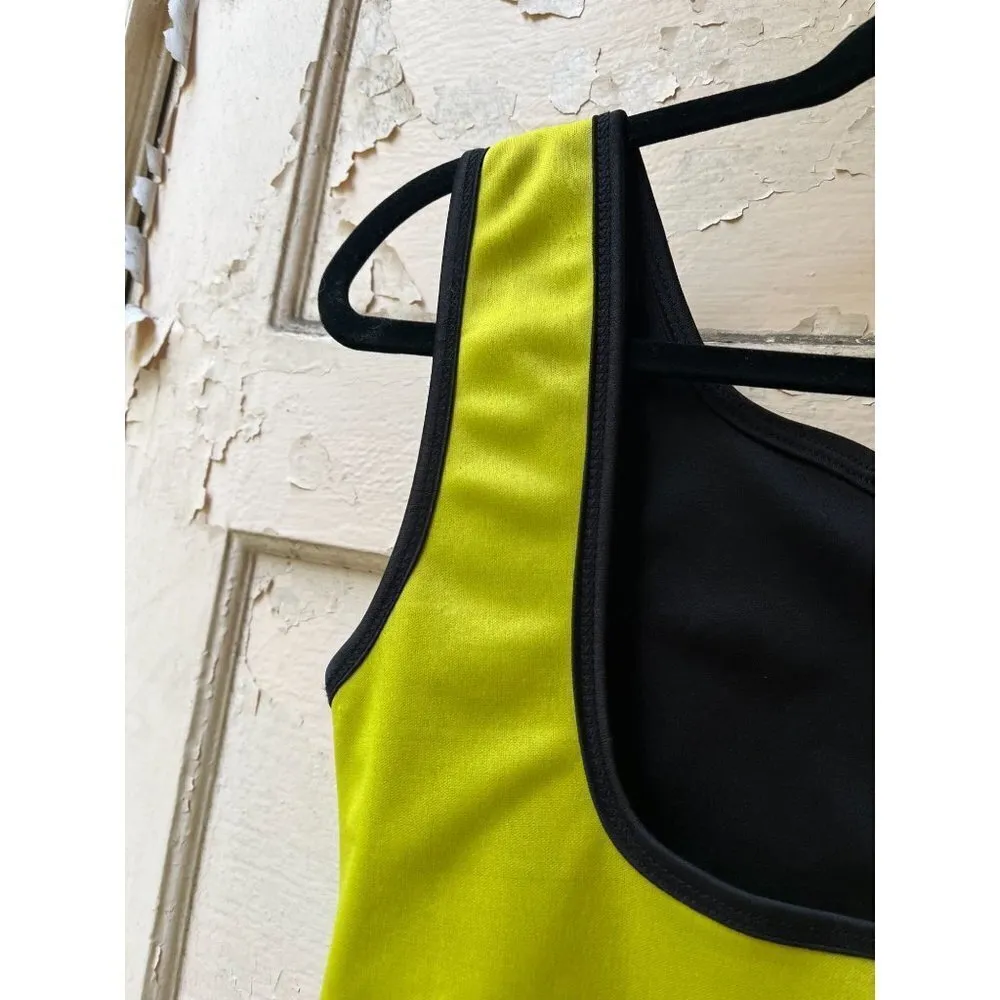 Neoprene fitted neon black square top sleeveless tank top size small - Image 3