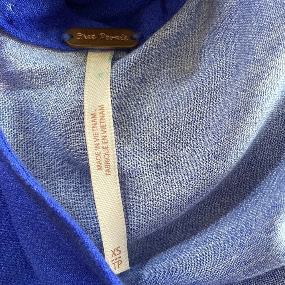 Free People x REVOLVE open back tie neck long sleeve mini blue floral dress XS - Image 6