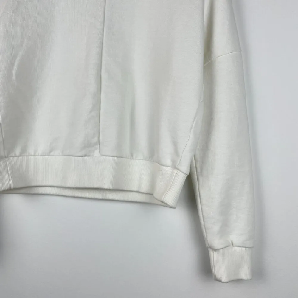 Harmony Paris Women's White Cropped Sweatshirt w/ Center Seam - Image 2