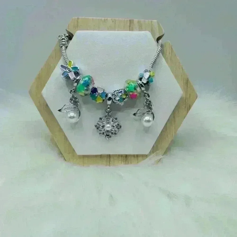 Cute Charm Bracelet with Rhinestone Accents - Image 4