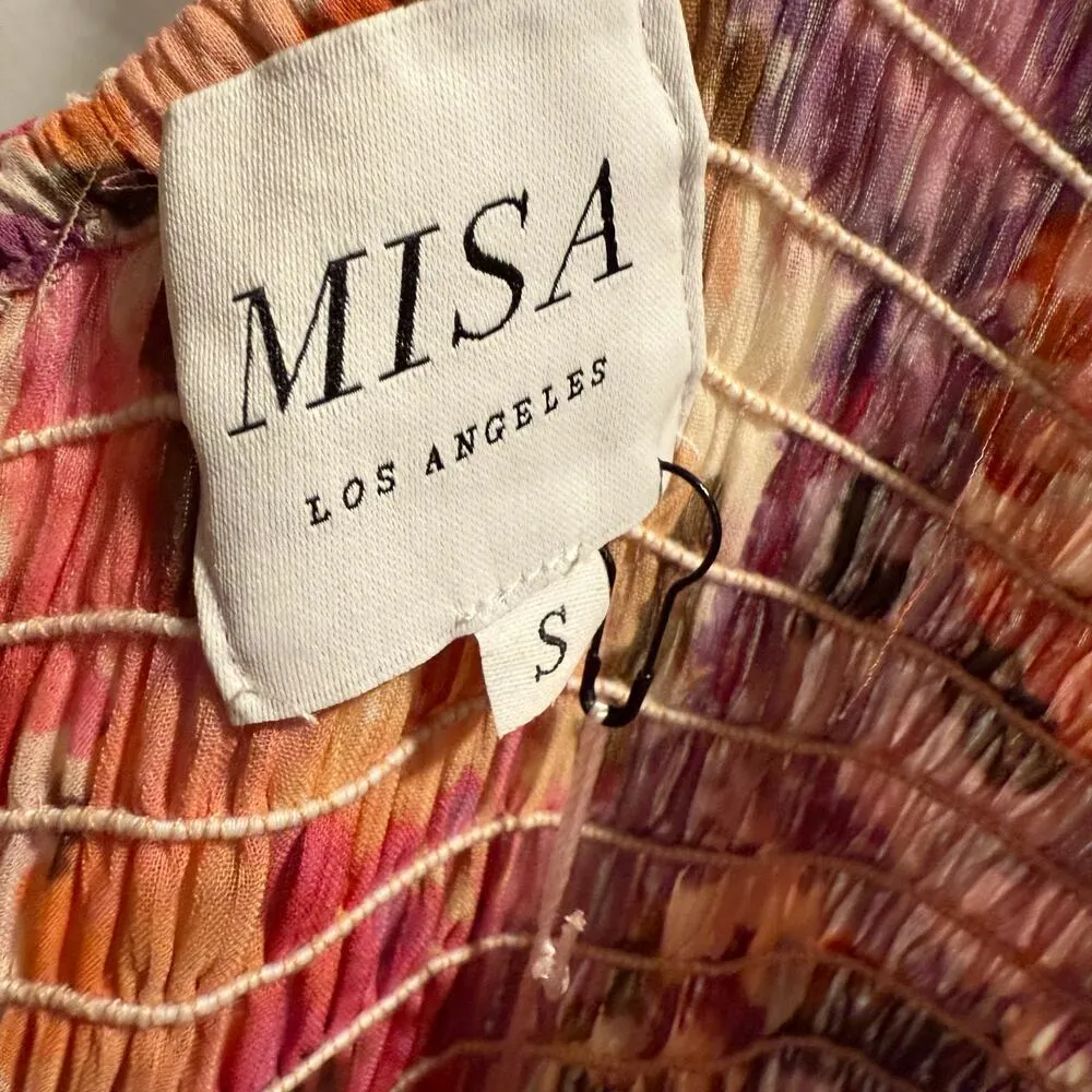 MISA Los Angeles Lydia Smocked One Shoulder Asymmetric Midi Dress NWT S $485 - Image 3