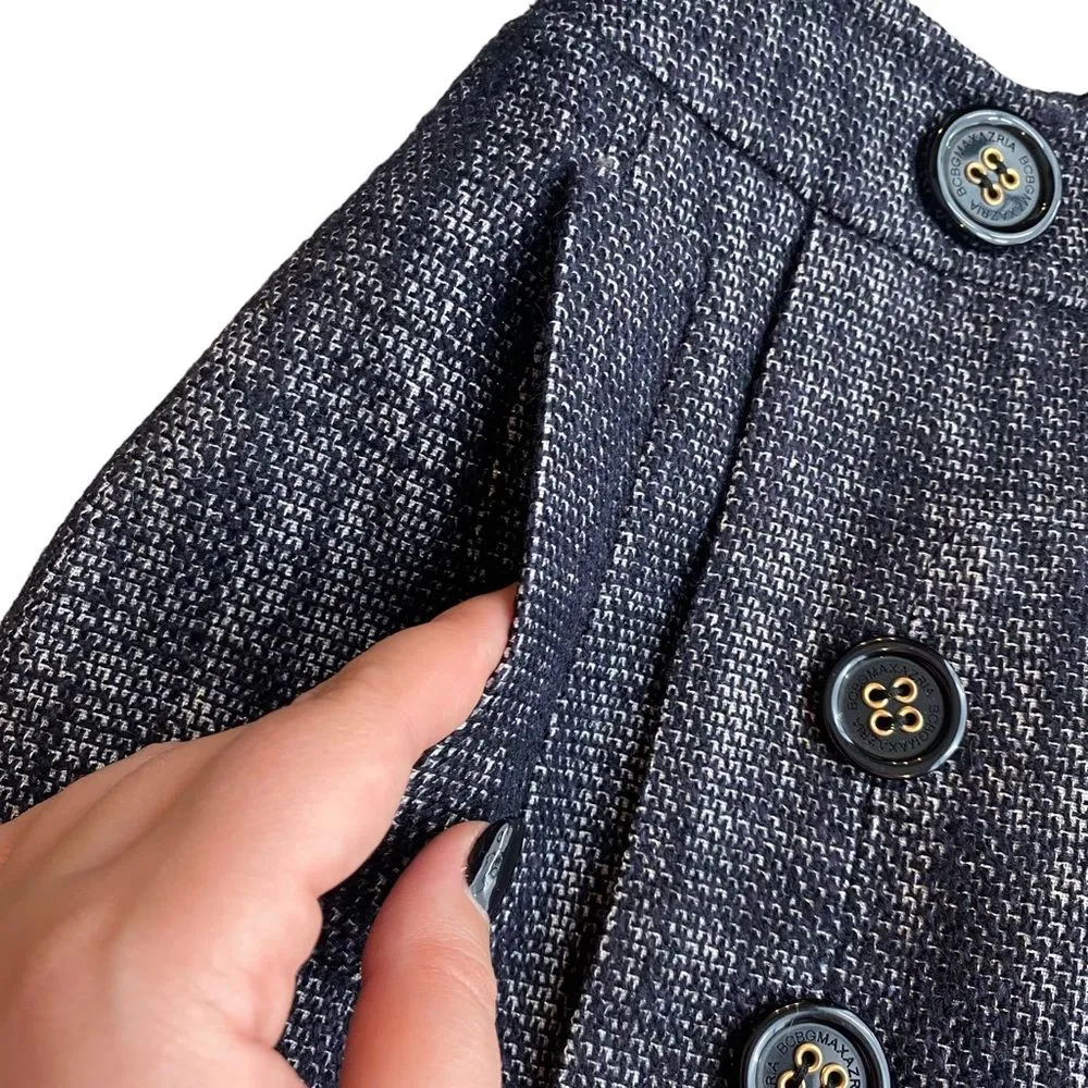 BCBG Size 0‎ Tweed Wool Skirt Blue Academia Blair Waldorf School Girl Preppy - Image 2