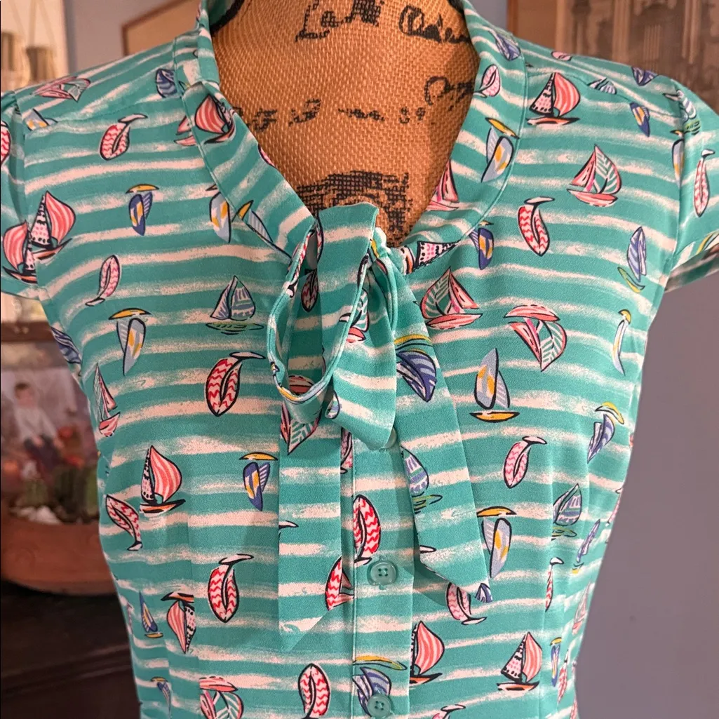 Modcloth  Sailboat Print Blouse - Image 6