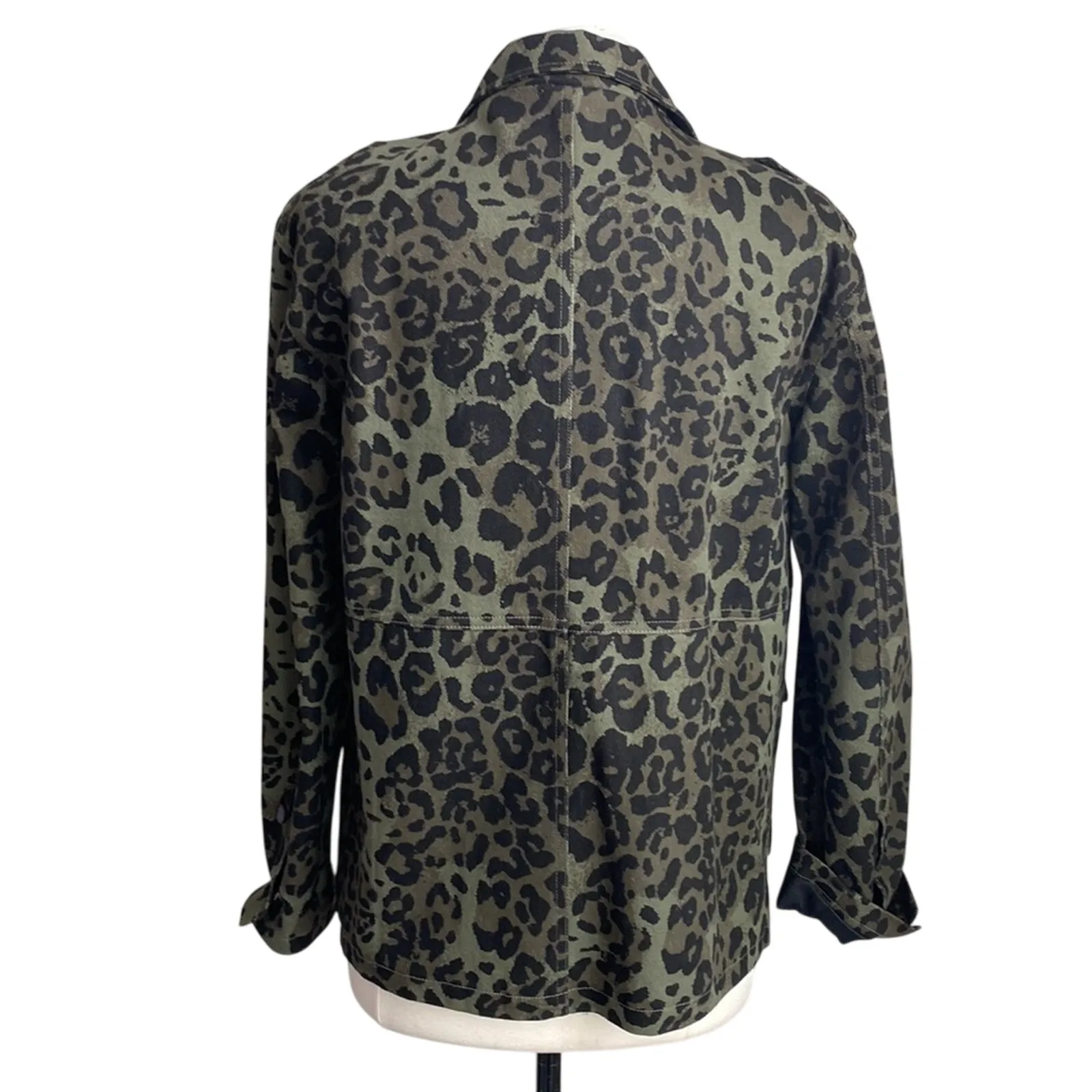 AVEC LES FILLES Utility Jacket Womens Sz Small Green Camo Leopard Military - Image 9