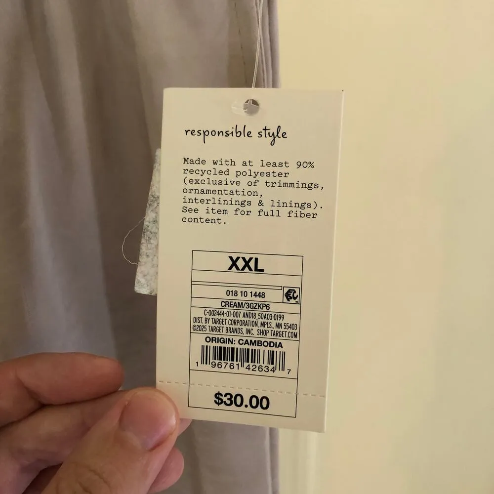 A New Day NWT Women's Mid-Rise Straight Leg Satin Pull-On Pants Cream XXL - Image 4