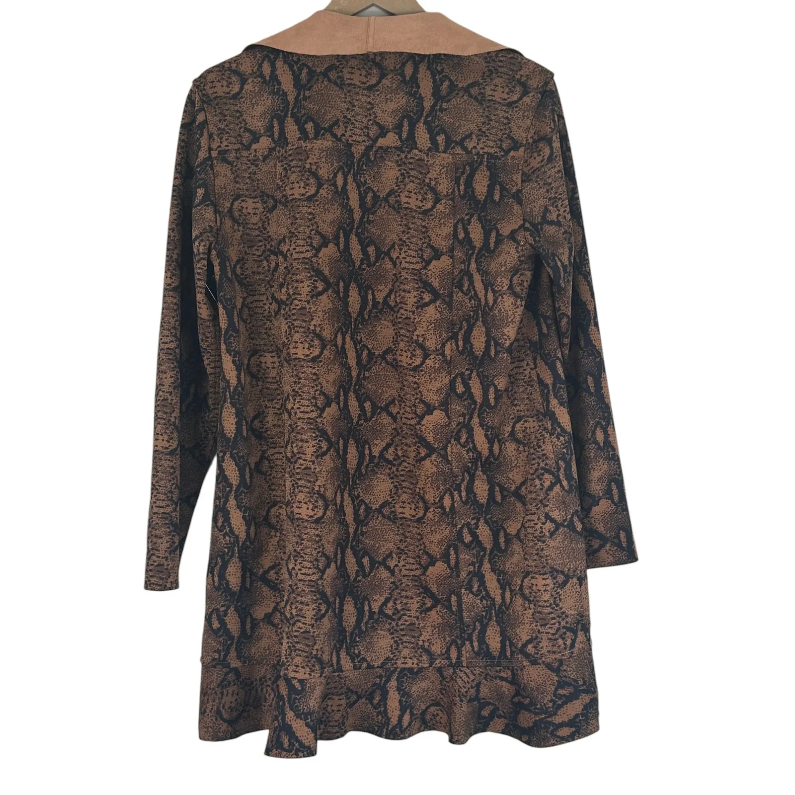 Cupio Cardigan Womens L Brown Black Snake Print Open Front Boho Casual - Image 3