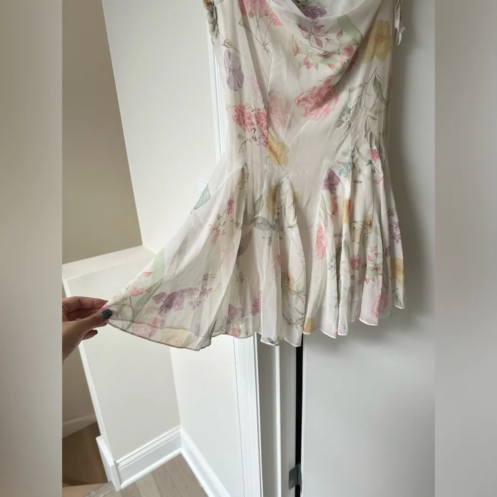 Floral cowl neck straps mini dress with a lace flower choker Size S NWOT Multiple - Image 6