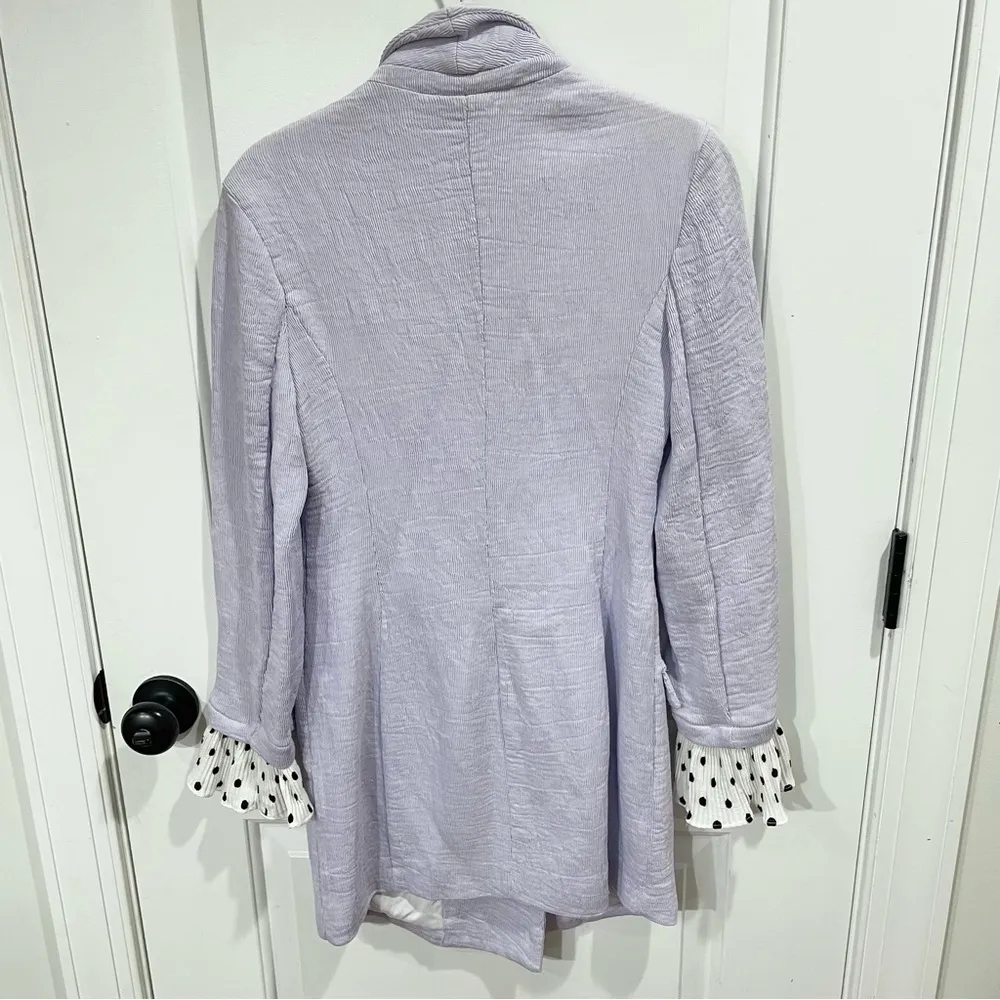 Like New Lavender Endless Rose longline blazer w/ polka dot ruffle sleeve - Image 2