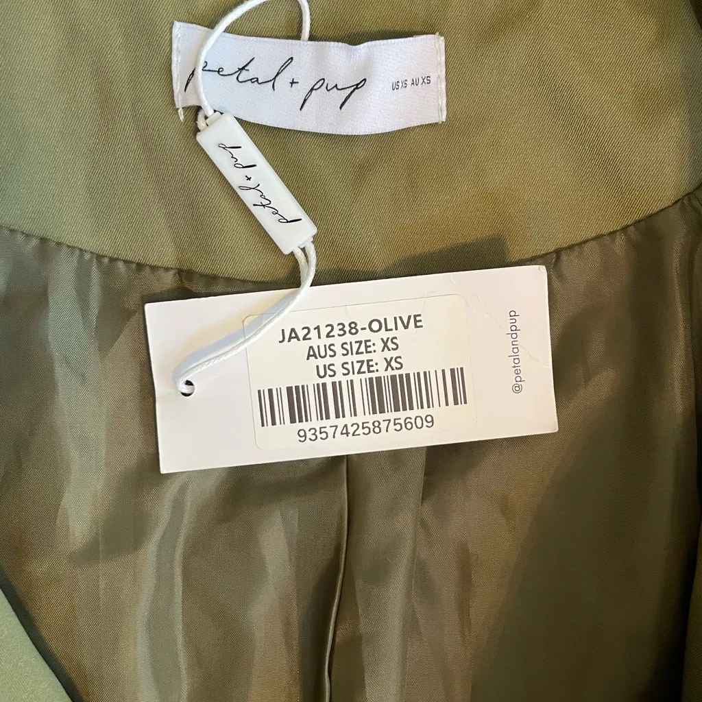 NWT Petal & Pup Olive Green Belted Double Breasted Trench Coat Size XS - Image 8